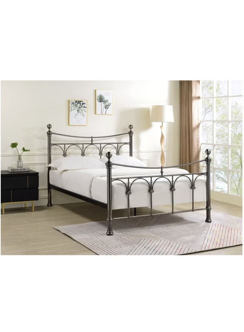 Crest J Classic metal bed with arched design and silver color with a sturdy frame - 190 cm - 90 cm - Image 1