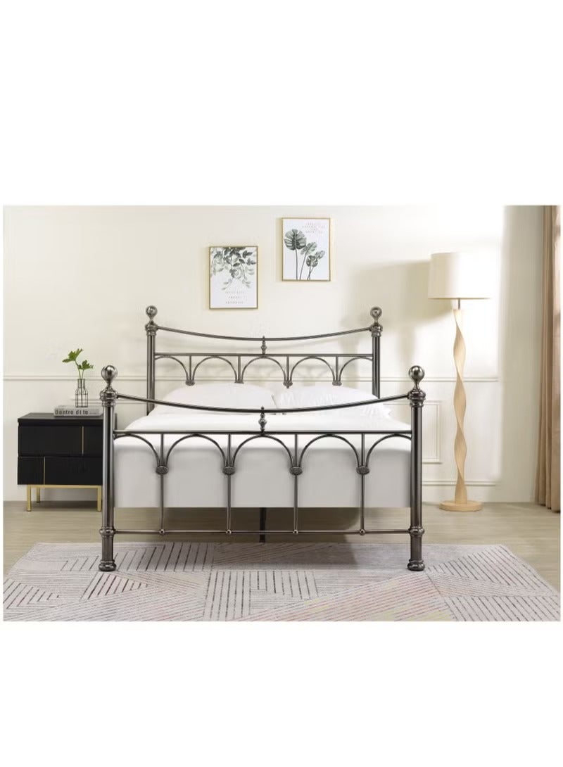 Crest J Classic metal bed with arched design and silver color with a sturdy frame - 190 cm - 90 cm - Image 2