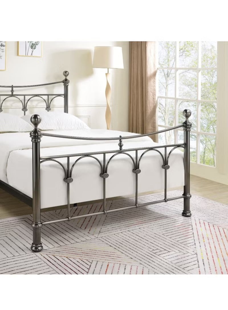Crest J Classic metal bed with arched design and silver color with a sturdy frame - 190 cm - 90 cm - Image 3