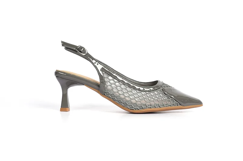 كابلي صنادل نسائية بكعب متوسط شبكية