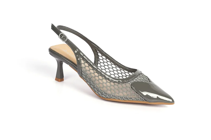 Ladies Mid heel slingback mules on mesh