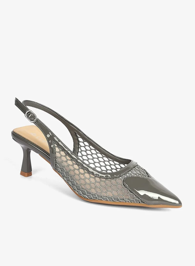 Cuple Ladies Mid heel slingback mules on mesh