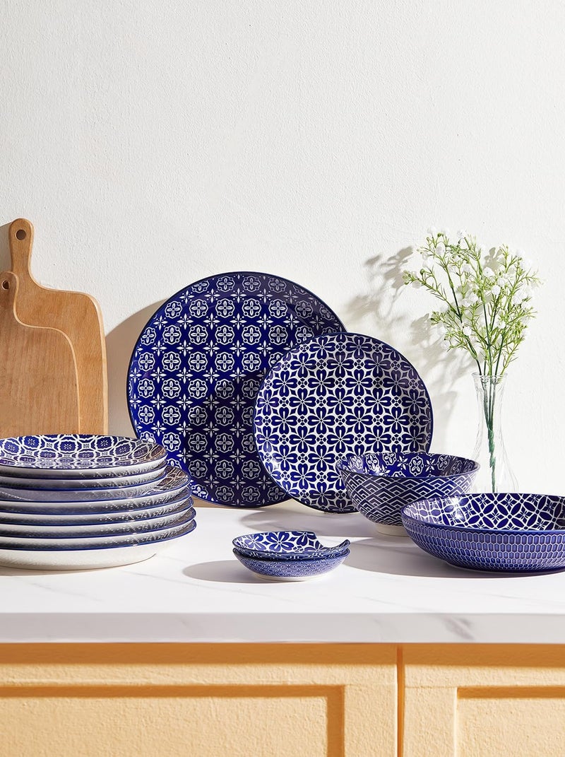 Metahom 10 Ceramic Dinner Plates Blue and White Porcelain Plate Set Serving Dishes for Pasta Pancakes Steak Salad Set of 6 Dishwasher  Microwave Safe - Image 4