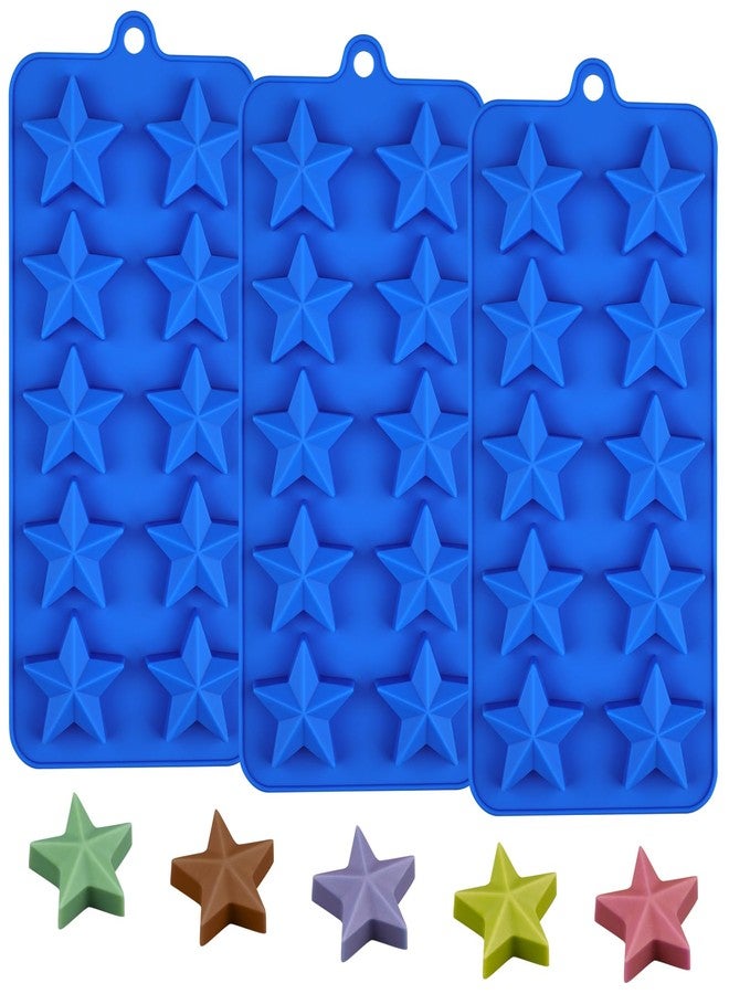 EDUEE Silicone Star Candy Molds - 3pcs for Baking, Ice Cube, Resin, Soap, Jelly (Star Size 1.93in) - Image 1