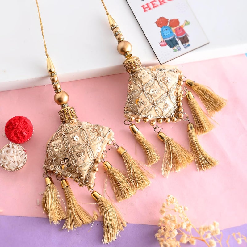 Ascension Set of 2 Lumba Rakhi for Bhabhi Chuda Rakhi for Bhabhi Sister Rakhi Rakhi for Sister in Law on Raksha Bandhan Floral Kada Rakhi for Bhabhi with You are My Hero Fridge Magnet & Roli Tilak - Image 2