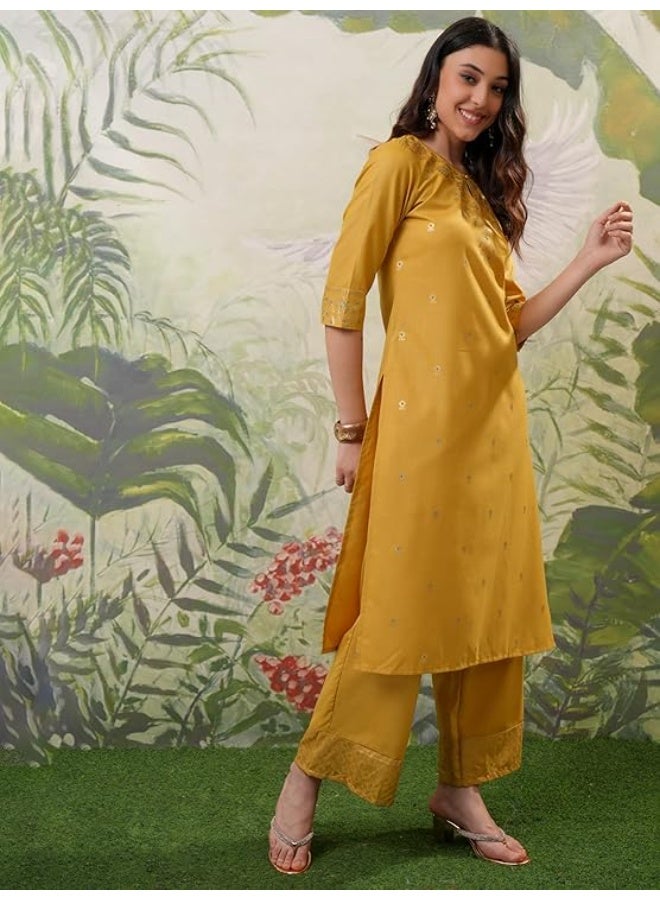 Vishudh Women Kurta Sets yellow/peacock 100% Polyester (S) - Image 4
