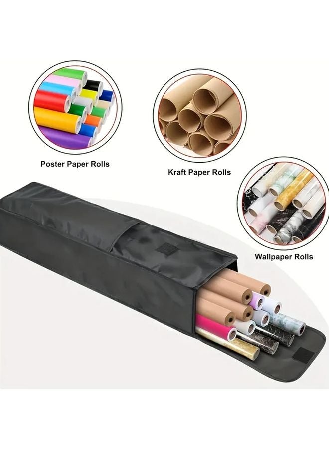 Black Extra Long Wrapping Paper Storage Bag With Pockets Foldable Gift Wrap Organizer - Image 1