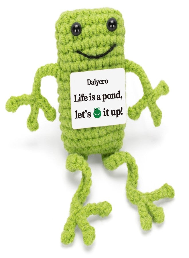 Dalycro Positive Crochet Animals Handmade Frog with Encouragement Card Mini Crochet Frogs Inspirational Gifts for Women Men Birthday(Frog) - Image 1