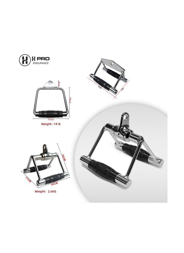 H PRO Pro Machine Handle Attachments | Tricep Pulldown Rope | Unisex Adult Triceps Deluxe Double D Shaped Press Down Bar With Rubber Handgrips  - Image 3