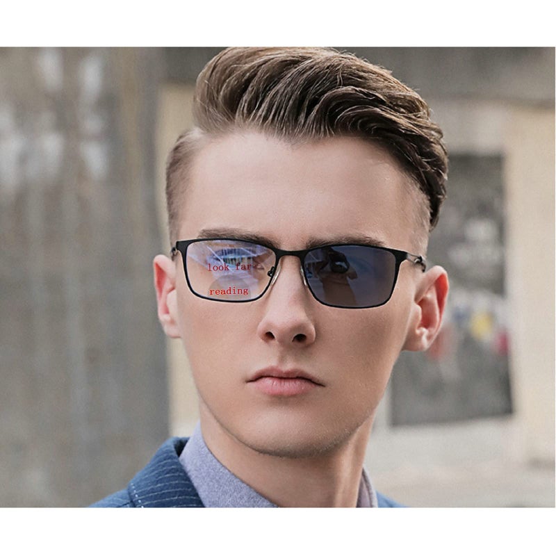 mincl Transition Photochromic Bifocal Reading Glasses for Mens,Square Clear UV Protection Sunglasses Readers 0~+4.00 (black, 2.0 x) - Image 2