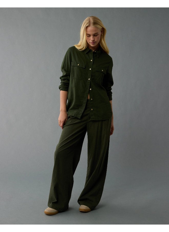 American Eagle AE Weekend Vibes Long-Sleeve Button-Up Shirt  - Image 5