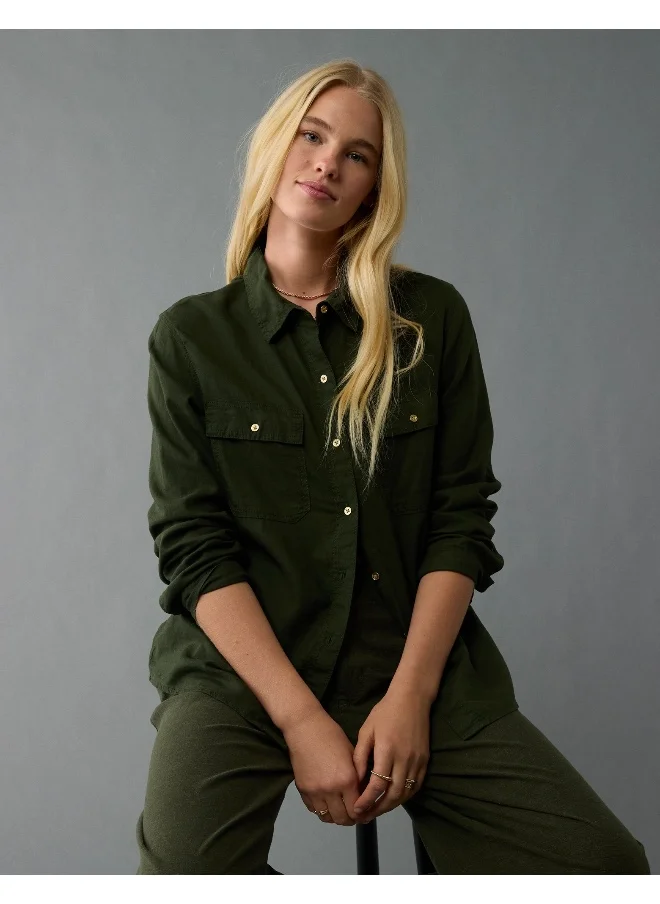 American Eagle AE Weekend Vibes Long-Sleeve Button-Up Shirt