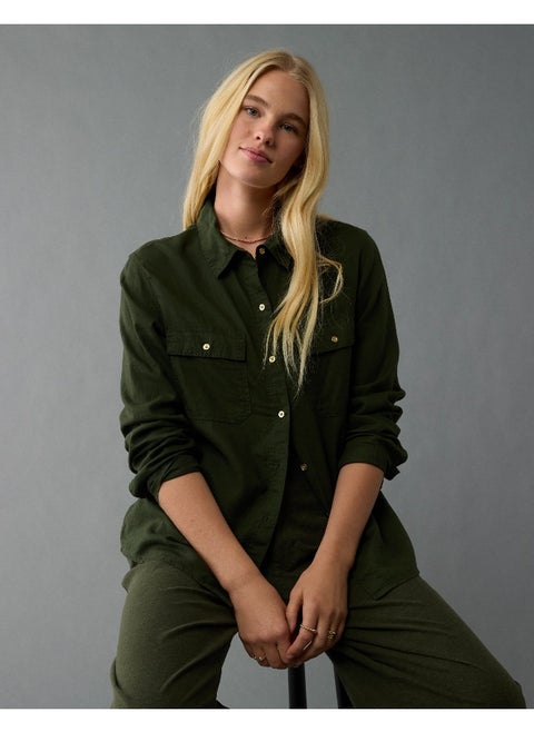 AE Weekend Vibes Long-Sleeve Button-Up Shirt