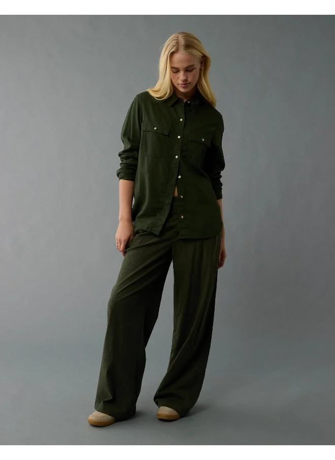 American Eagle AE Weekend Vibes Long-Sleeve Button-Up Shirt