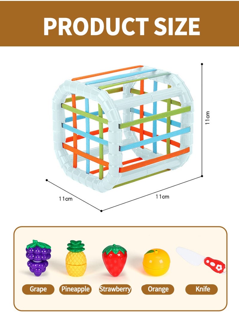 Beirui Baby Sorting Toys, Colourful Cubes and 4 Pieces Fruit Toys, Toddler Developmental Learning Toys Birthday Gifts, Fruit Stuffers, Fruit Cutting Toys, Baby Toys 0-4 years old  - Image 3