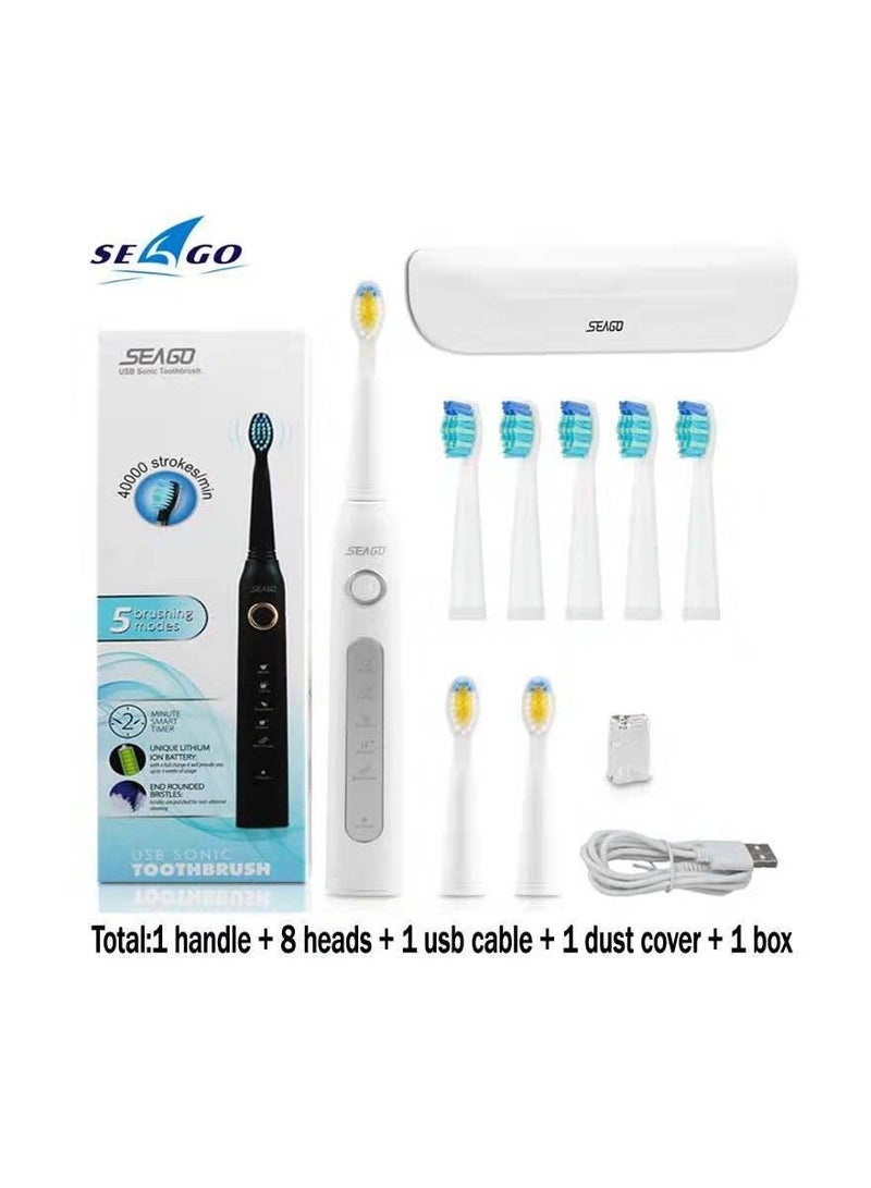 Seago blue electric toothbrush with 5 brush heads, multiple brushing modes and built-in timer - Image 1