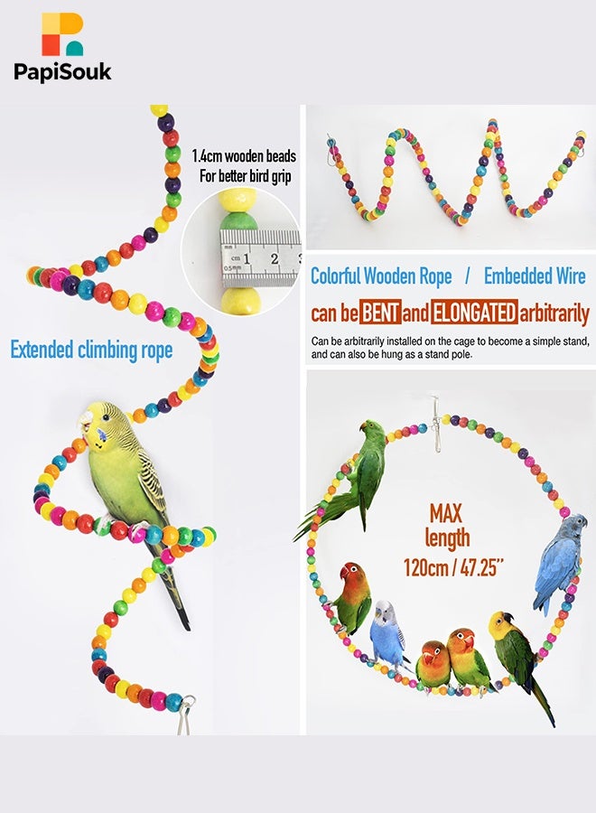 PapiSouk 15 Piece Bird Swing Chewing Toy Set for Cage, Budgie Cage Toys, Bird Cage Accessories, Hammock Swing Hanging Accessories for Cockatiels, Conures, Lovebirds, Hummingbird, Finches - Image 2