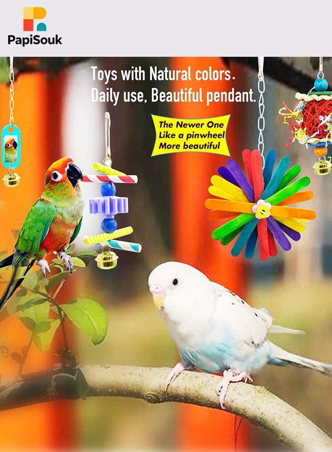 PapiSouk 15 Piece Bird Swing Chewing Toy Set for Cage, Budgie Cage Toys, Bird Cage Accessories, Hammock Swing Hanging Accessories for Cockatiels, Conures, Lovebirds, Hummingbird, Finches - Image 3