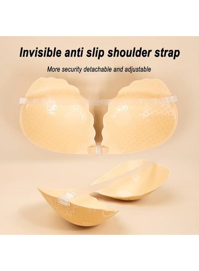 النساء جاكارد الدانتيل Strapless دفع صعود حمالة الصدر - سلسة غير مرئية حمالة الصدر اللاسلكية مع قابلة للتعديل ملفوفة أكواب، التنفس قابلة لإعادة الاستخدام الملابس الداخلية الناعمة، بالإضافة إلى حجم الملابس الداخلية الراحة - Image 4