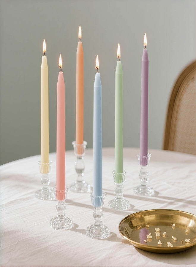 SRCVYLT 6Pcs Pastel Taper Candles,10 Inch Pastel Candle Sticks, Dripless Unscented Colored Candlesticks,Colorful Candle Set for Birthday,Wedding,Garden Party Decor,Home Dining Table,Elegant French - Image 1