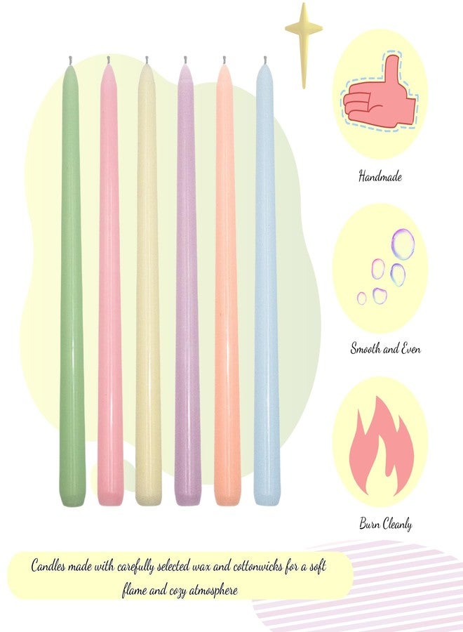 SRCVYLT 6Pcs Pastel Taper Candles,10 Inch Pastel Candle Sticks, Dripless Unscented Colored Candlesticks,Colorful Candle Set for Birthday,Wedding,Garden Party Decor,Home Dining Table,Elegant French - Image 4