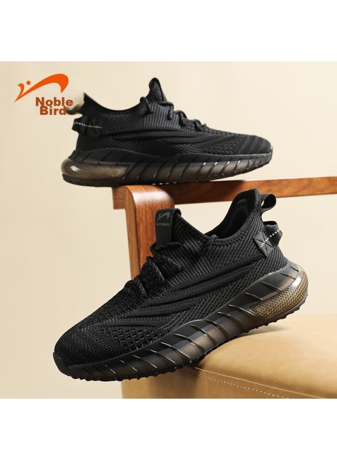 Noble bird Guirenniao Men's Coconut Shoes, Summer Breathable Flyknit Mesh Running Shoes, Lightweight Sports Casual Shoes, Black Mist, Size 41 - Image 1