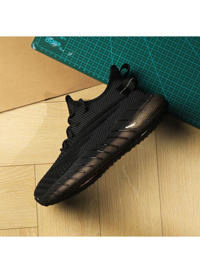 Noble bird Guirenniao Men's Coconut Shoes, Summer Breathable Flyknit Mesh Running Shoes, Lightweight Sports Casual Shoes, Black Mist, Size 41 - Image 2