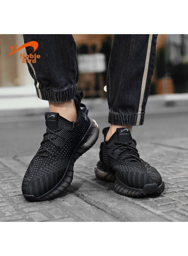 Noble bird Guirenniao Men's Coconut Shoes, Summer Breathable Flyknit Mesh Running Shoes, Lightweight Sports Casual Shoes, Black Mist, Size 41 - Image 5