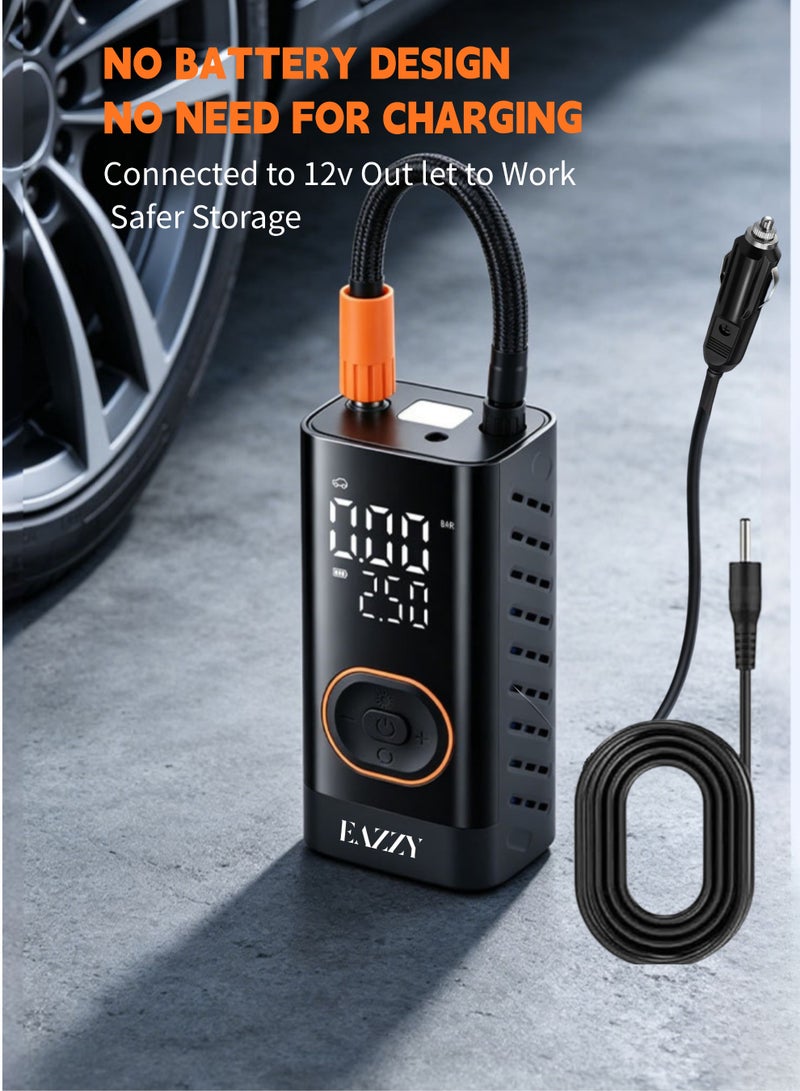 EAZZY Tyre Inflator Air Compressor 12V Portable Air pump Smart Preset with Auto Stop and LED Light Electric Tyre Inflator for Car Bicycle Motorcycle Ball Air Mattress - Image 2