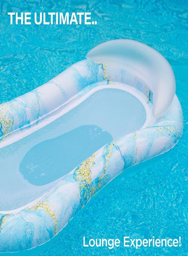 GALVANOX Pool Float Lounger for Adults, Mesh Bottom Inflatable Lounge Bed Recliner - Swimming Floaties for Lounging/Tanning, Blue Marble (by Galvanox Intl.) - Image 4