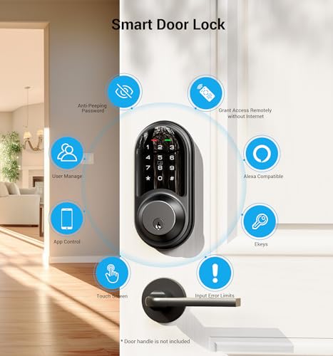 Veise RZ06 Smart Lock for Front Door with App Control, Keyless Entry, Electronic Digital Deadbolt with Touchscreen Keypad Set, Smart Deadbolt, Auto Lock, Easy Installation, Matte Black - Image 4