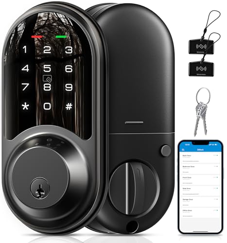 Veise RZ06 Smart Lock for Front Door with App Control, Keyless Entry, Electronic Digital Deadbolt with Touchscreen Keypad Set, Smart Deadbolt, Auto Lock, Easy Installation, Matte Black - Image 1