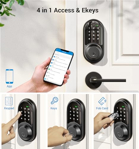Veise RZ06 Smart Lock for Front Door with App Control, Keyless Entry, Electronic Digital Deadbolt with Touchscreen Keypad Set, Smart Deadbolt, Auto Lock, Easy Installation, Matte Black - Image 2