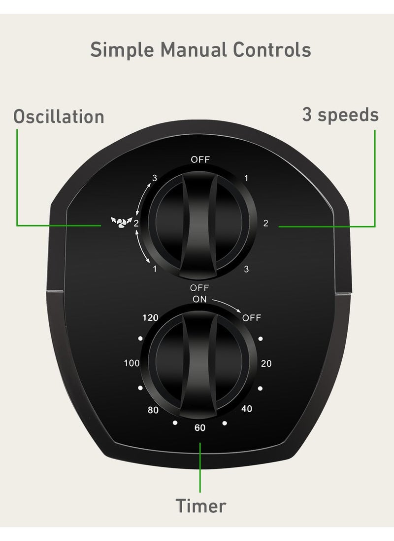 Holmes Holmes 31 Manual Tower Fan 70 Oscillation 3 Speeds 2Hour Auto ShutOff Timer Adjustable Vents Compact and Slim Profile Carry Handle Ideal for Cooling your Home Bedroom or Office Black  - Image 2