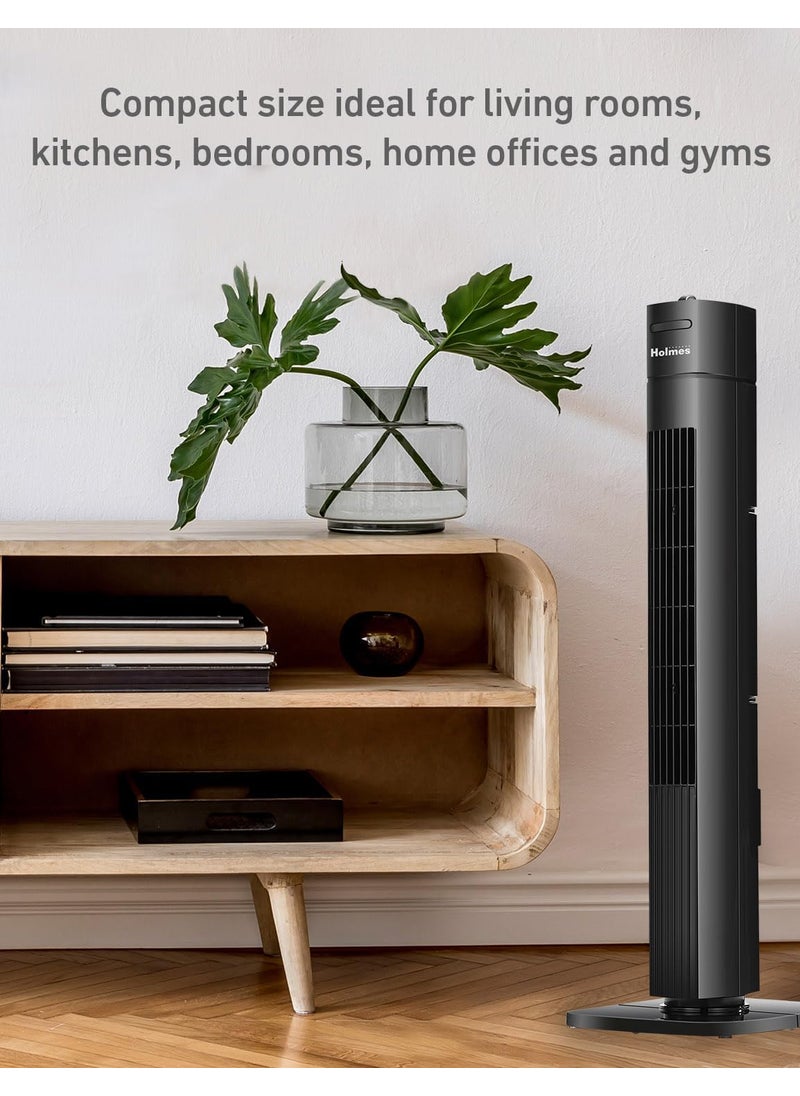 Holmes Holmes 31 Manual Tower Fan 70 Oscillation 3 Speeds 2Hour Auto ShutOff Timer Adjustable Vents Compact and Slim Profile Carry Handle Ideal for Cooling your Home Bedroom or Office Black  - Image 3