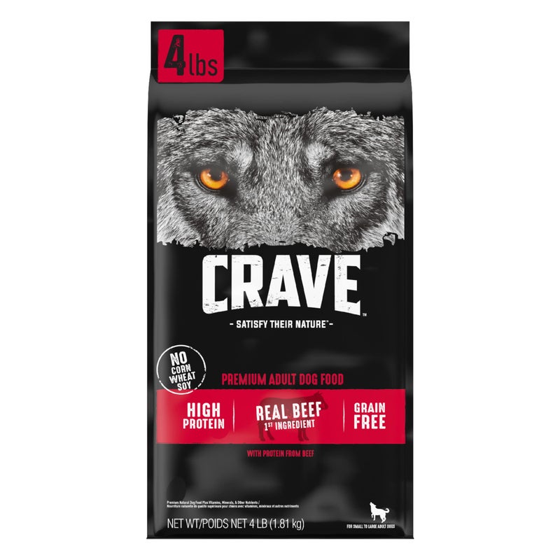 CRAVE Grain Free High Protein Adult Dry Dog Food Beef 4 lb Bag