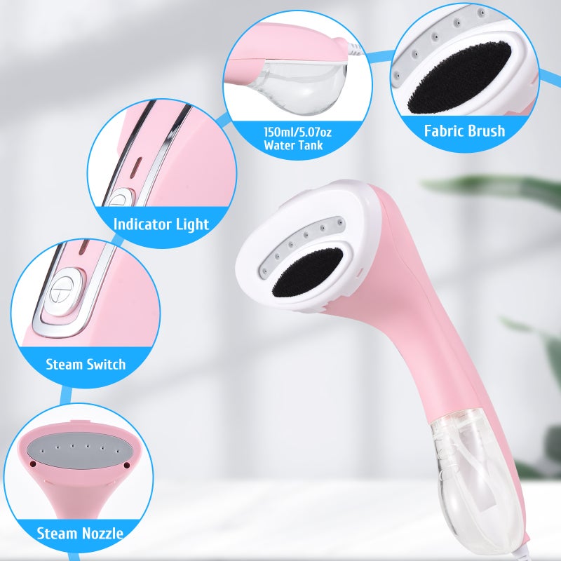 Steamer for Clothes 1100W Powerful 20s Fast Heat-up Handheld Garment Steamer 150ml Detachable Water Tank Portable Wrinkle Remover Steam Iron Works on All Fabrics for Travel Home - Image 2