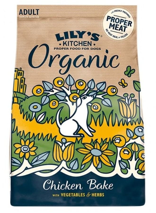 Lily's Kitchen Organic Chicken Bake with Vegetables and Herbs Adult Dry Dog Food 1 kg  - Image 1