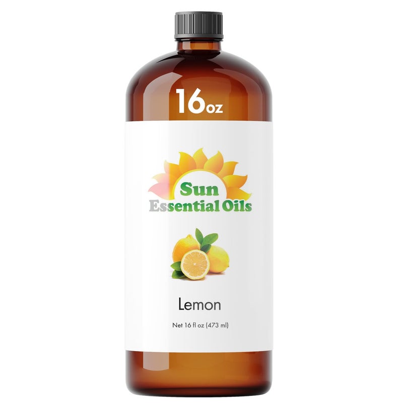 Sun Essential Oils Lemon Essential Oil 16 oz for Cleaning Diffuser Humidifier Aromatherapy Body Massage Lemon Fragrance Scent for Home Candle Making