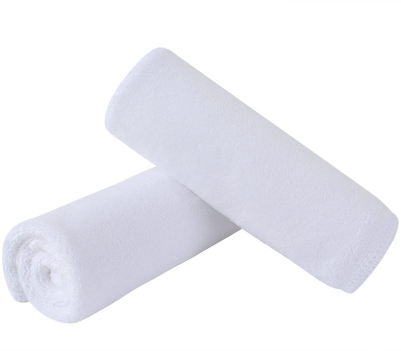 منشفة وجه ميكروفايبر سريعة الجفاف 12 بوصة × 12 بوصة بيضاء عبوة 2