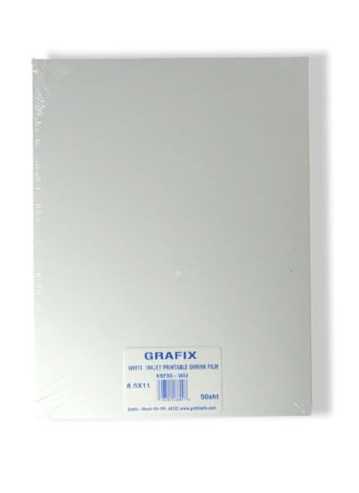 Grafix Grafix InkJet Printable White Opaque Shrink Film  85x11 Print Cut and Shrink It to Create Jewelry Embellishments TagsOrnaments Shrink Plastic is for Kids of All AgesPack of 50 Sheets 
