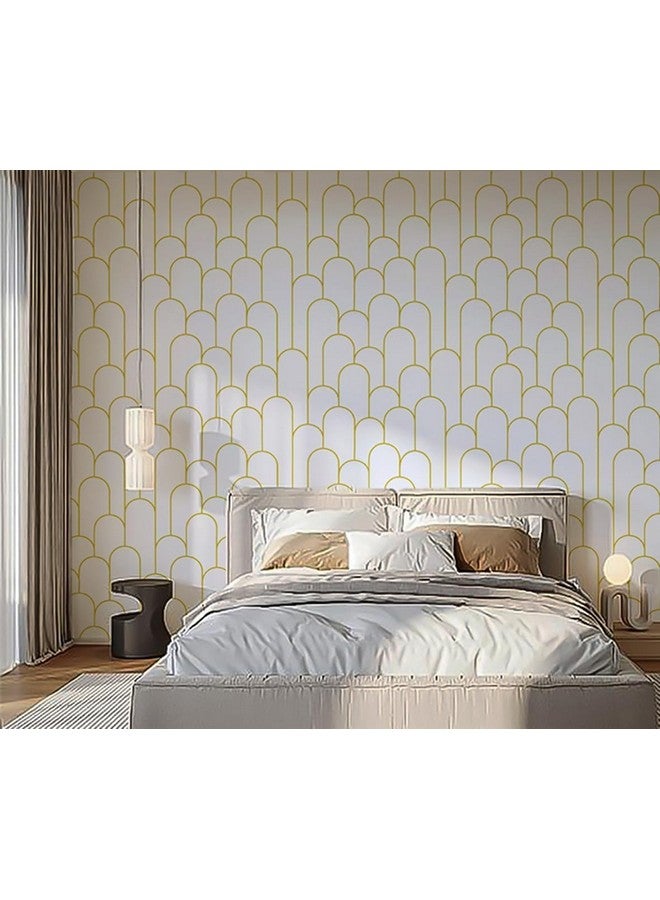 Rylan Stripe Peel and Stick Wallpaper Modern Black Contact Paper Geometric Black and Gold Removable Paper Self Adhesive Wallpaper Decorative for Wall Countertop Bedroom Vinyl Film (White 45 * 900) - Image 4