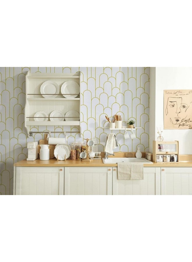 Rylan Stripe Peel and Stick Wallpaper Modern Black Contact Paper Geometric Black and Gold Removable Paper Self Adhesive Wallpaper Decorative for Wall Countertop Bedroom Vinyl Film (White 45 * 900) - Image 2