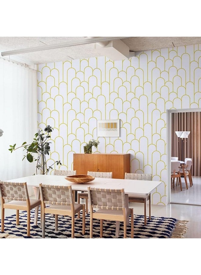 Rylan Stripe Peel and Stick Wallpaper Modern Black Contact Paper Geometric Black and Gold Removable Paper Self Adhesive Wallpaper Decorative for Wall Countertop Bedroom Vinyl Film (White 45 * 900) - Image 3