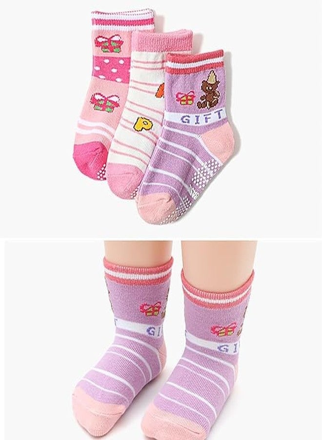 CUTEABLY جوارب أطفال لطيفة للأولاد والبنات، جوارب للكاحل مانعة للانزلاق للأطفال الصغار، عبوة متنوعة من 6 جوارب (بنات، 6-12 شهرًا) - Image 5
