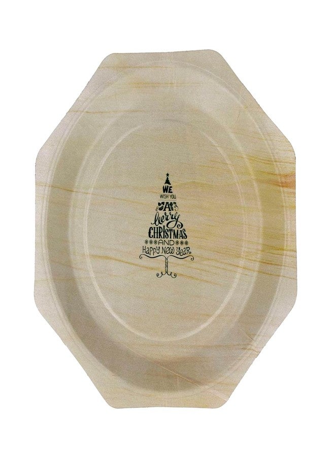 Perfectware 11" Wooden Plates with We Wish you a Merry Christmas and Happy New Year- Pack of 30ct - Image 1