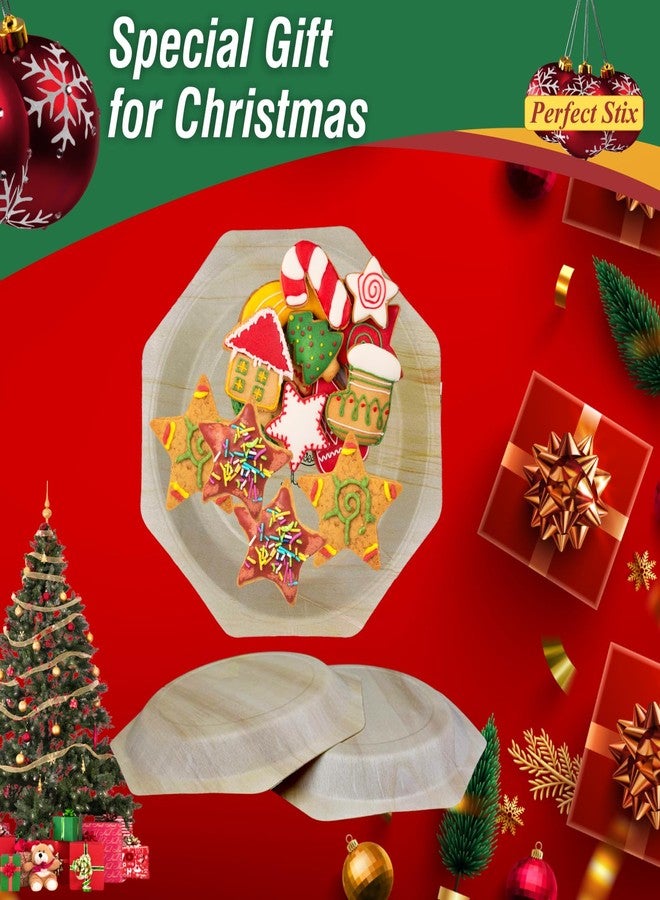 Perfectware 11" Wooden Plates with We Wish you a Merry Christmas and Happy New Year- Pack of 30ct - Image 5