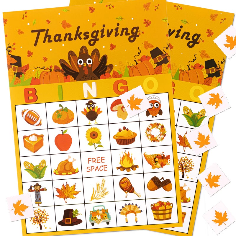 Geefuun 32 Players Thanksgiving Games Fall Bingo Cards for Party Supplies Decorations - Image 2