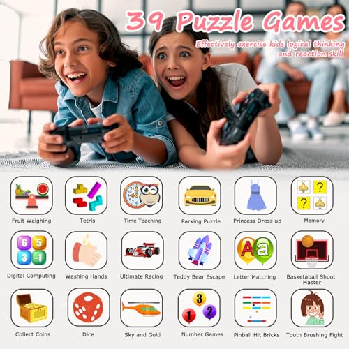 Wiszodet Smart Watch for Kids Gift for Girls Age 5-12, 1.54" Touch Screen Watch with HD Camera Video 39 Games Music Pedometer Flashlight Alarm Clock, Gifts for 7 8 9 10 Year Old Girls Boys - Image 5