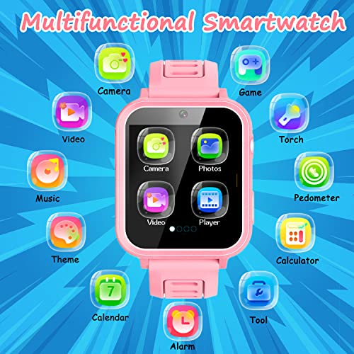 Wiszodet Smart Watch for Kids Gift for Girls Age 5-12, 1.54" Touch Screen Watch with HD Camera Video 39 Games Music Pedometer Flashlight Alarm Clock, Gifts for 7 8 9 10 Year Old Girls Boys - Image 2